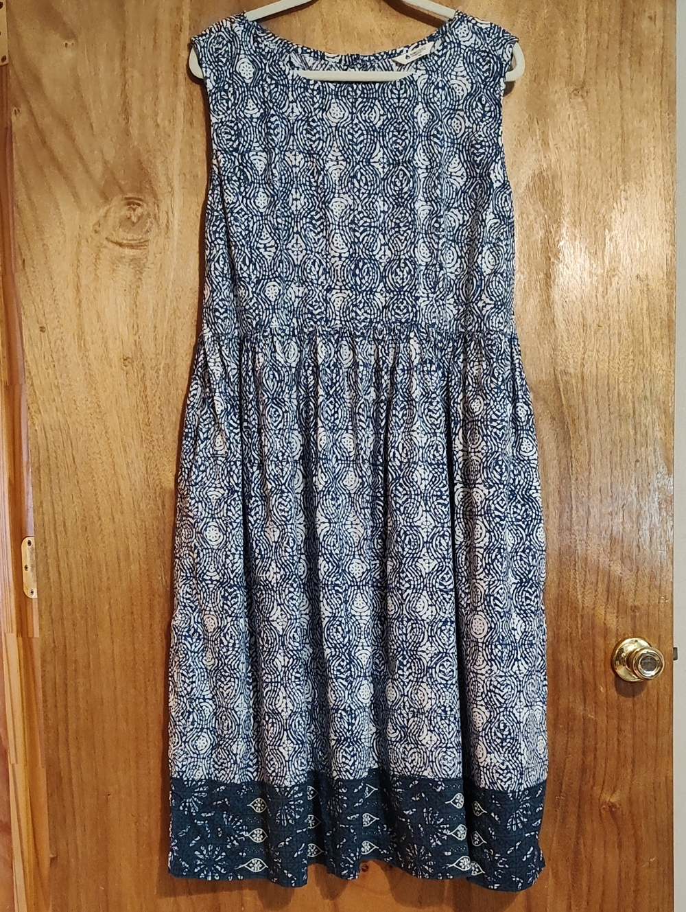 Marketplace India Dress Blue White Embroidered 1W *Like New, Altered, See Meas.*